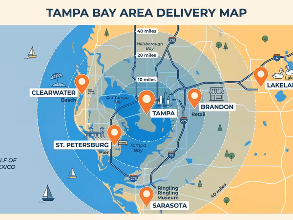 Map of Tampa Bay container delivery area
